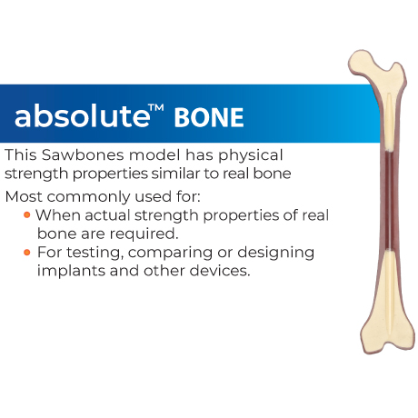 Absolute Bone Models are  ideal for simulating real bone properties in testing, comparing, or designing implants and devices.