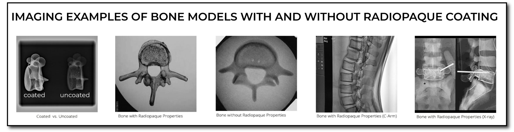 Imaging examples of bone models with and without radiopaque coating